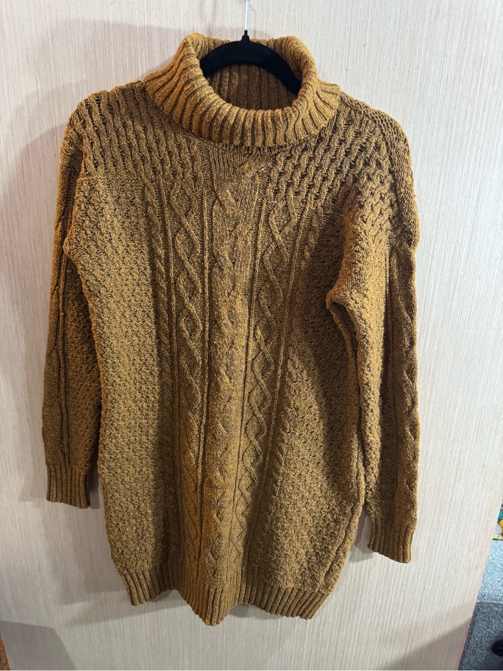 American Eagle Outfitters Mustard Yellow Cable Turtleneck Sweater Dress Small